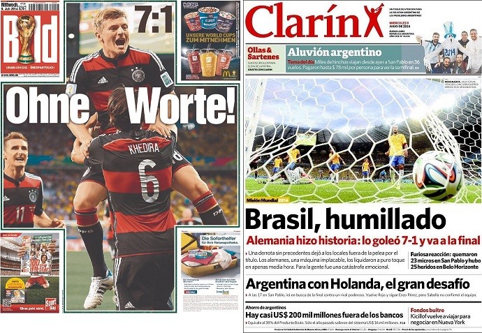 Jornais do 7 a 1 - Bild e Clarin