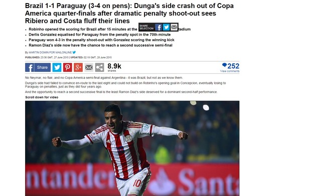 Daily Mail comenta derrota brasileira