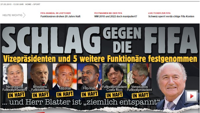 Reprodução Jornal Bild Alemanha escândalo FIFA (Foto: Editoria de Arte)
