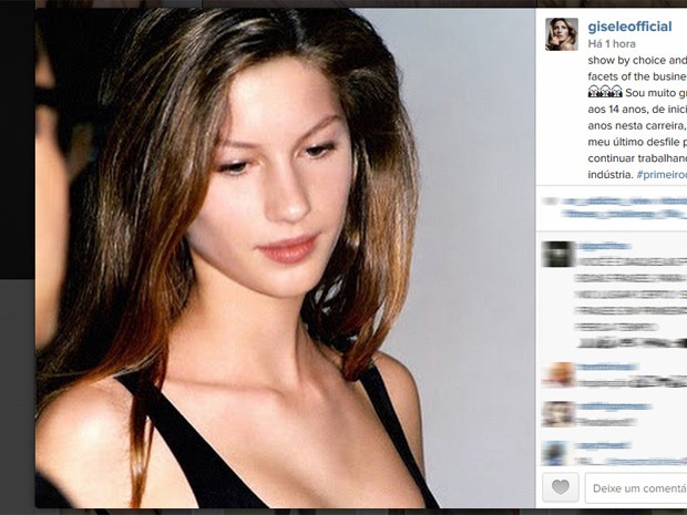 Gisele Bündchen publica foto de quando começou carreira de modelo aos 14 anos (Foto: Reprodução/Instagram)