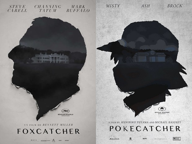 Perfil em pôster de 'Foxcatcher' é substituído por Ash, protagonista do desenho animado 'Pokémon' (Foto:  Divulgação e Reprodução/Ript Apparel)