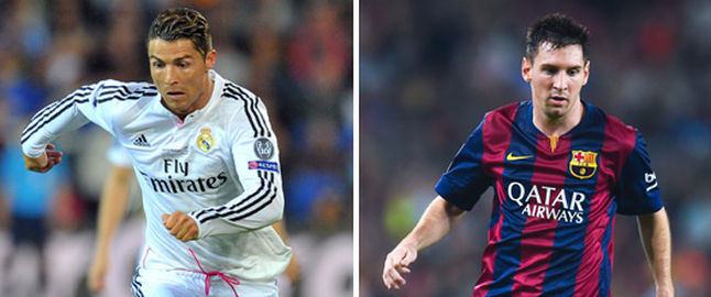 Montagem - Cristiano Ronaldo e Messi | Home (Fotos: AFP)